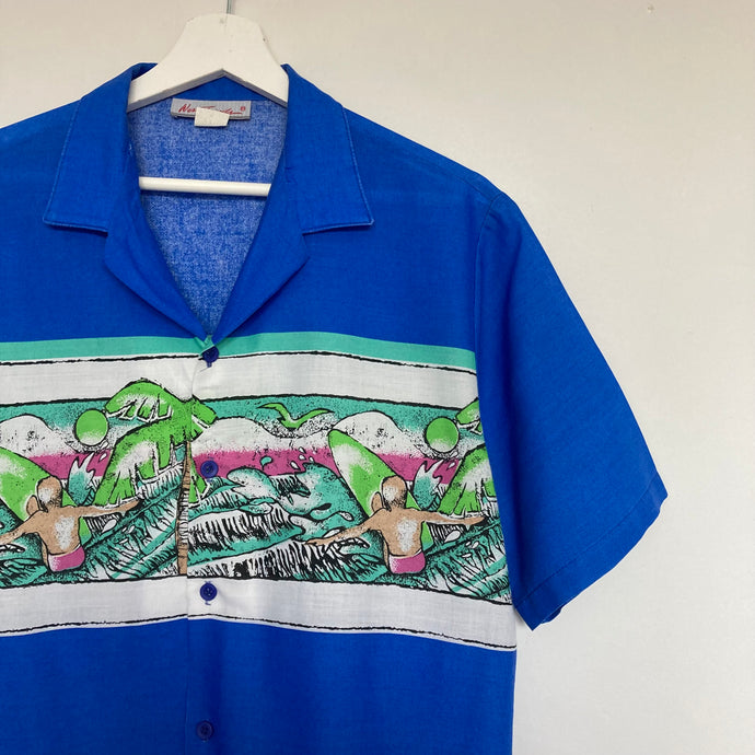 chemise-aloha-vintage-homme-bleue
