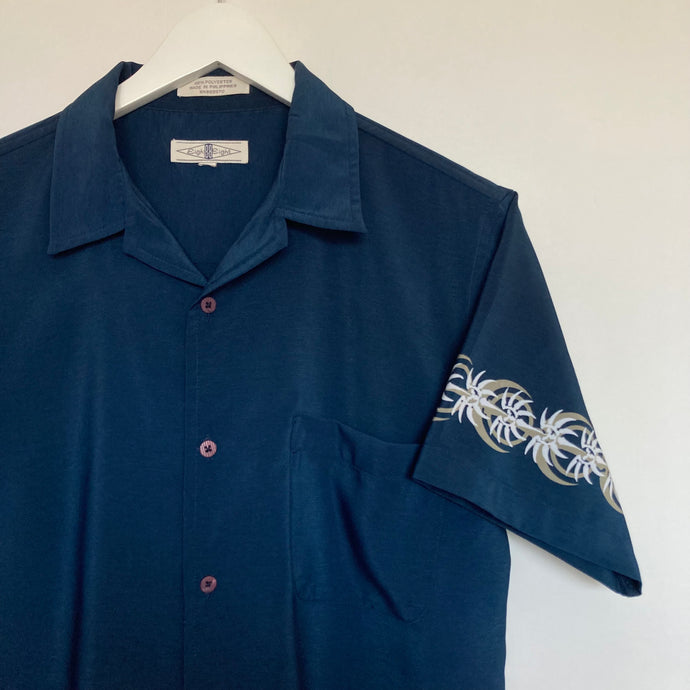 chemise-hawaienne-homme-vintage-a-fleurs-bleue