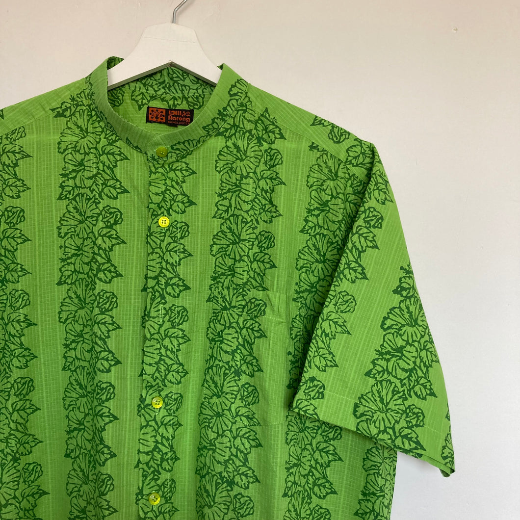 chemise-hawaienne-homme-vintage-a-fleurs-verte