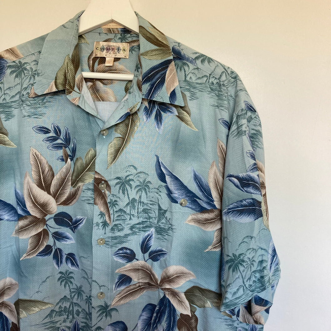 chemise-hawaienne-homme-vintage-bleue
