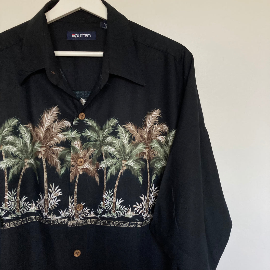 chemise-hawaienne-homme-vintage-noire