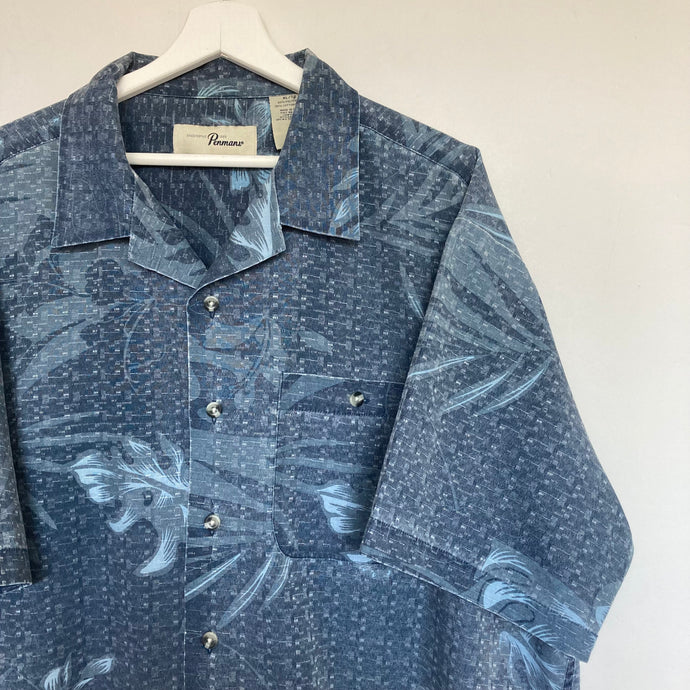 chemise-hawaienne-vintage-a-fleurs-homme-bleue