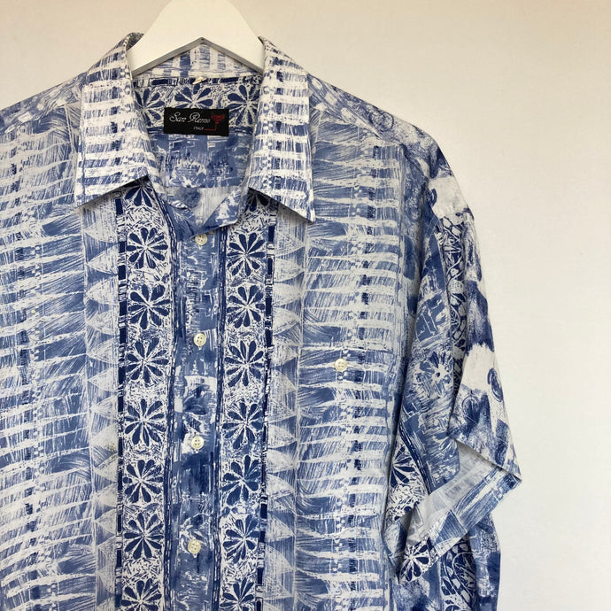 chemise-hawaienne-vintage-a-motifs-homme-bleue