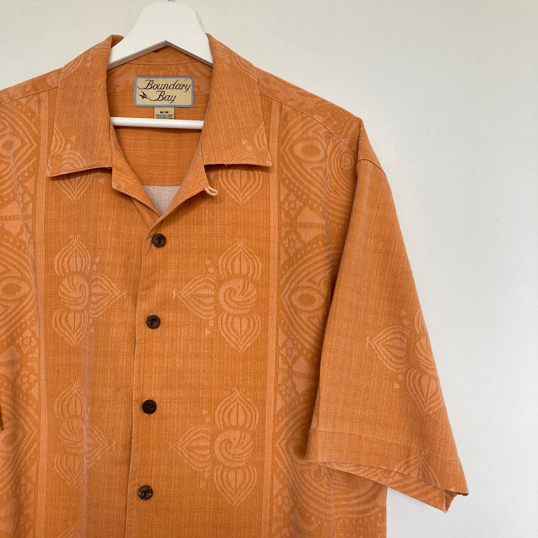chemise-hawaienne-vintage-homme-orange-en-soie