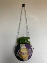 Charger l&#39;image dans la galerie, decoration-ballon-de-basket--vintage-transforme-en-pot-de-fleurs-lakers
