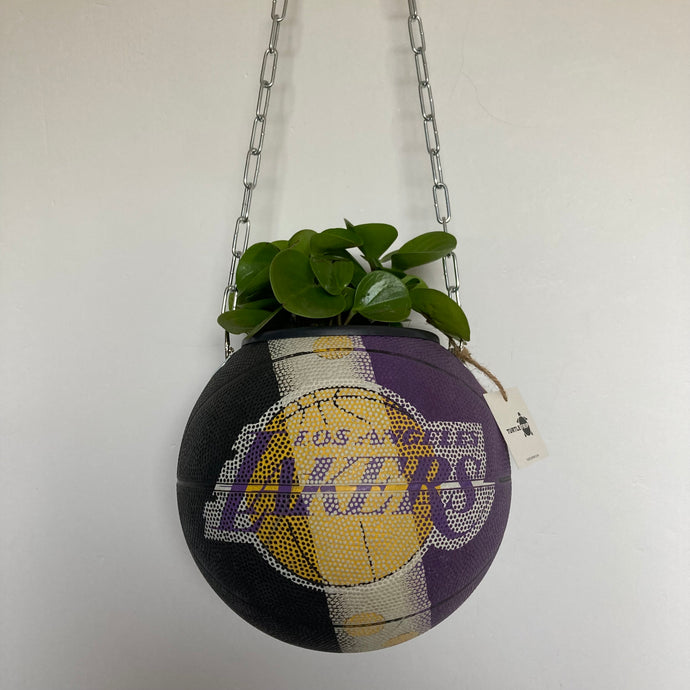 decoration-ballon-de-basket--vintage-transforme-en-pot-de-fleurs-lakers