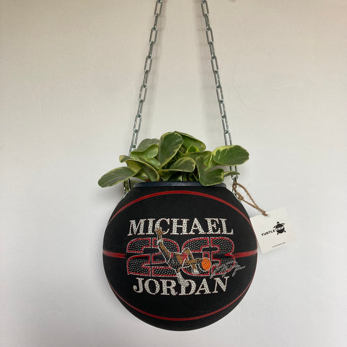 decoration-ballon-de-basket--vintage-transforme-en-pot-de-fleurs-michael-jordan