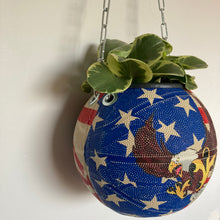 Charger l&#39;image dans la galerie, decoration-ballon-de-basket--vintage-transforme-en-pot-de-fleurs-usa
