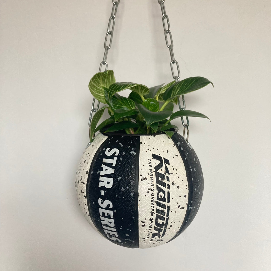 decoration-ballon-de-basket-transforme-en-pot-de-fleur-noir-et-blanc-basketball-planter