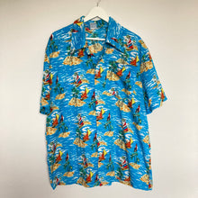 Charger l&#39;image dans la galerie, Chemise hawaïenne vintage bleue turquoise à motifs hawaïens pour homme (2XL) grandes tailles
