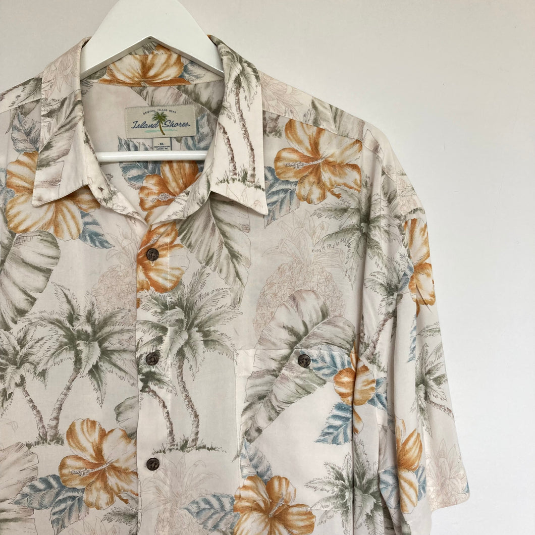 Chemise hawaïenne vintage à fleurs et à motifs pour homme - couleurs claires
