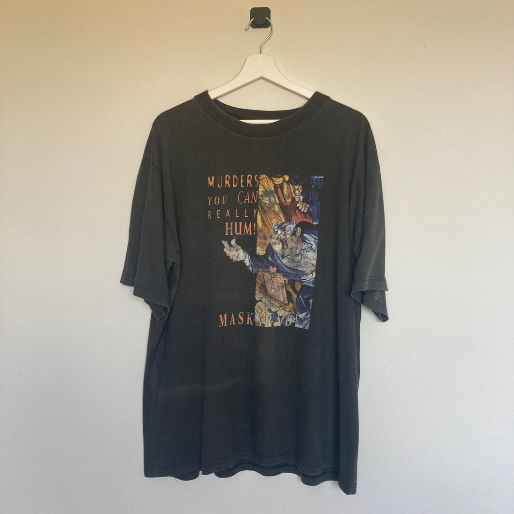 T-shirt noir vintage Terry Pratchett Maskerade 90's rare (M oversize / L)