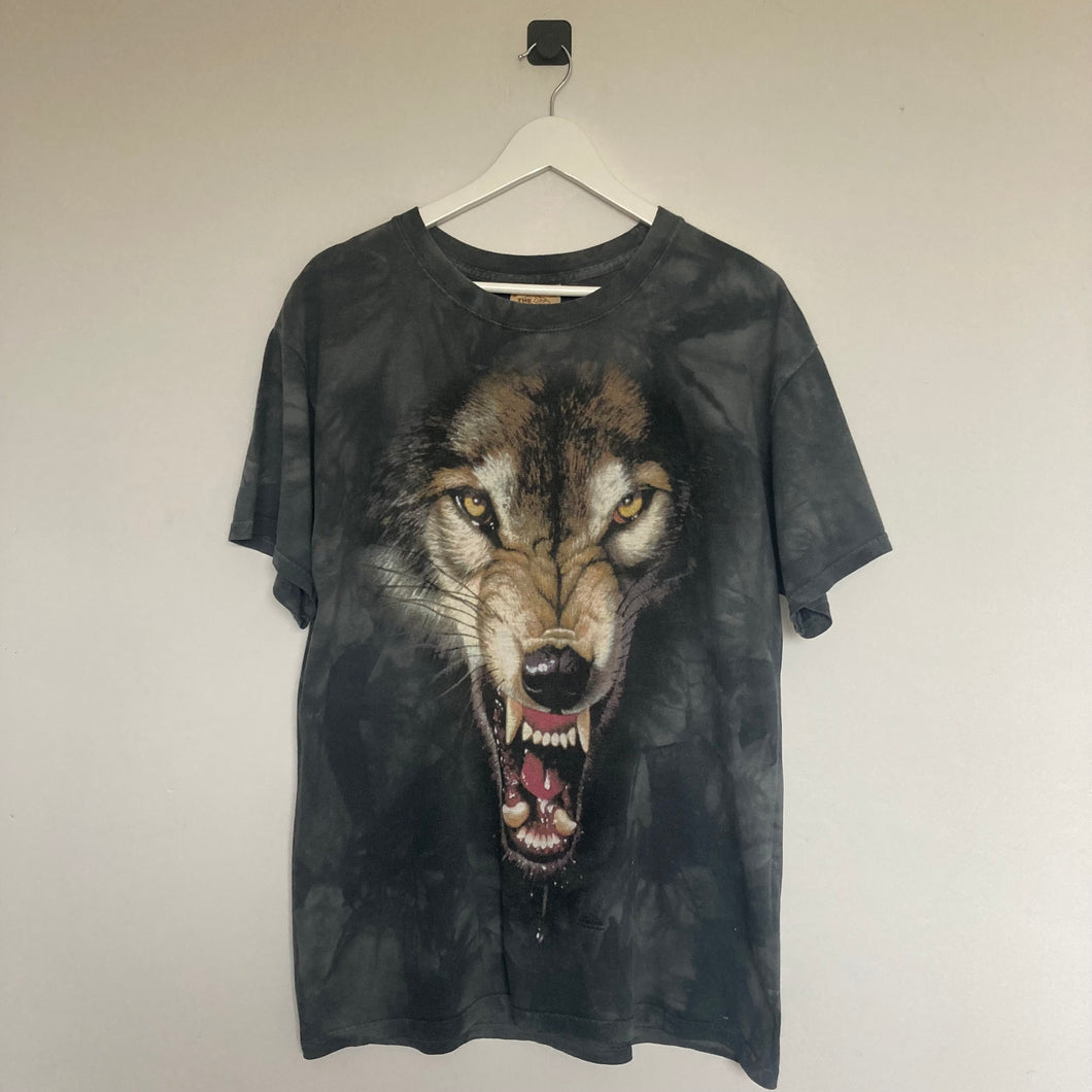 T-shirt vintage 90's tie dye avec motif animal (M)