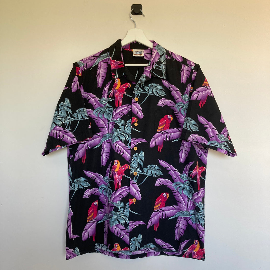 Chemise hawaïenne vintage noire et violette (L)