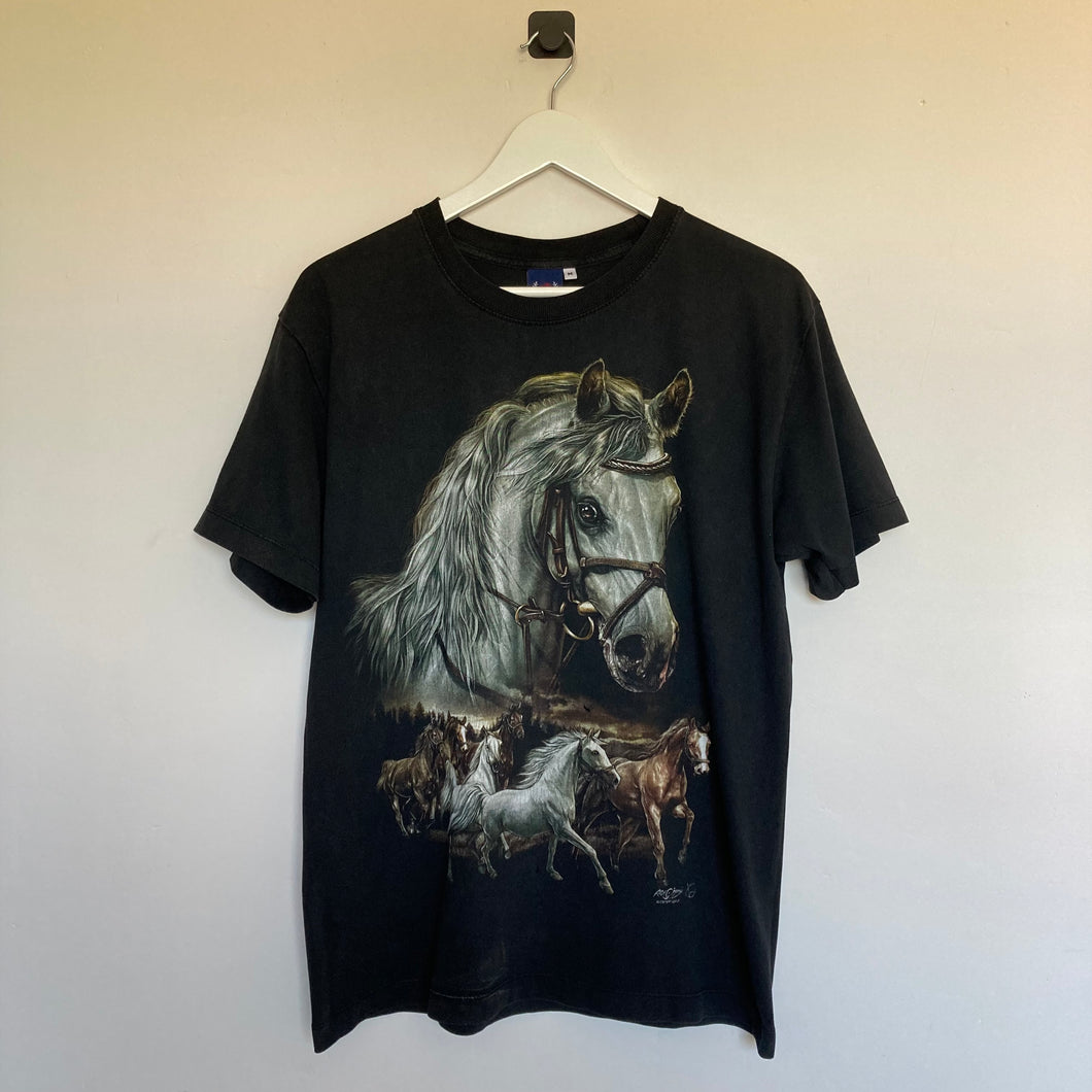 T-shirt graphic noir animal / horse (M ou S oversize)