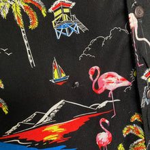 Charger l&#39;image dans la galerie, Chemise hawaïenne noire à motifs (M)
