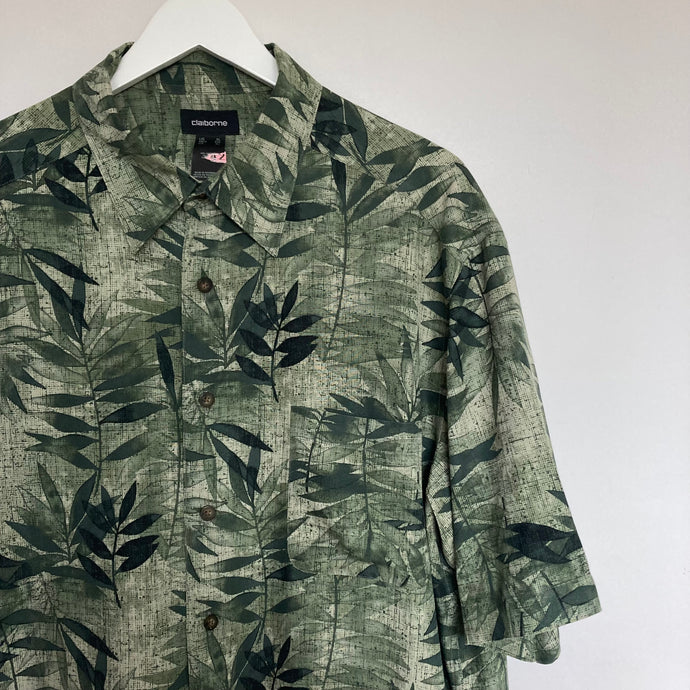 Chemise à fleurs verte foncée pour homme