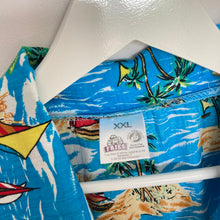 Charger l&#39;image dans la galerie, Chemise hawaïenne vintage bleue turquoise à motifs hawaïens pour homme (2XL) grandes tailles
