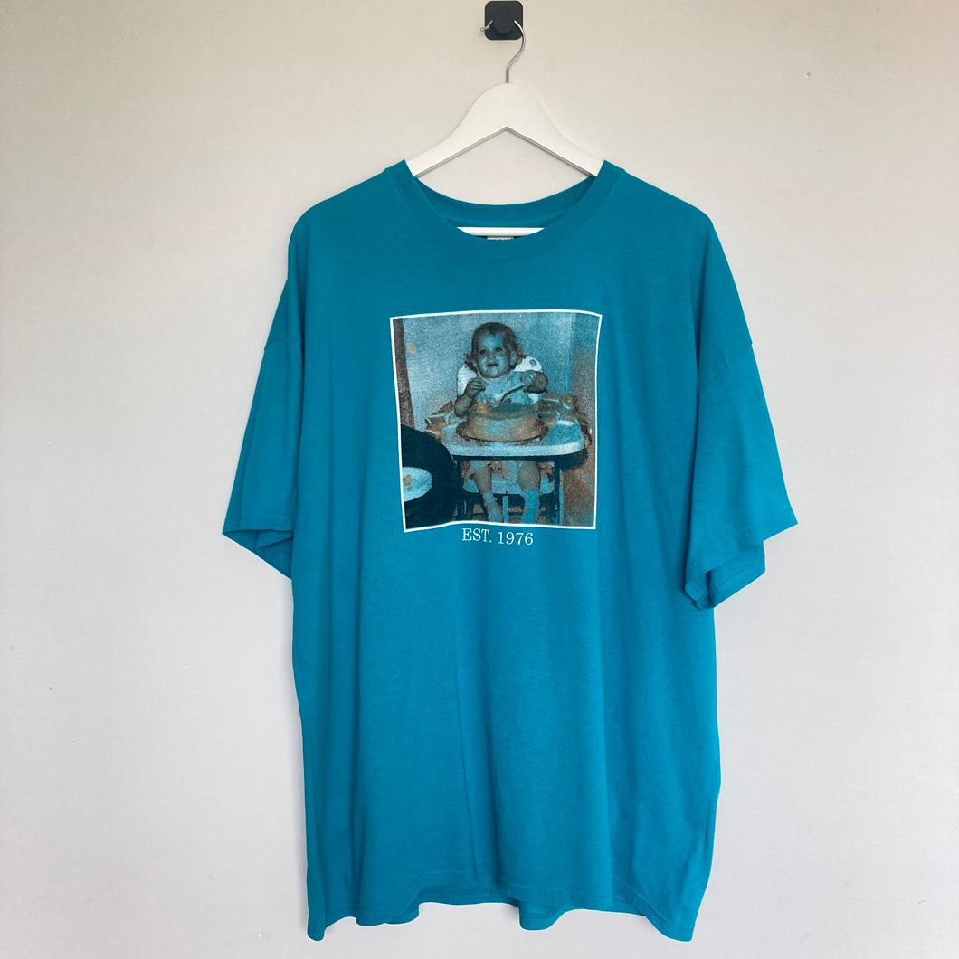Tee-shirt turquoise à imprimé (L/Xl oversize , 2XL)