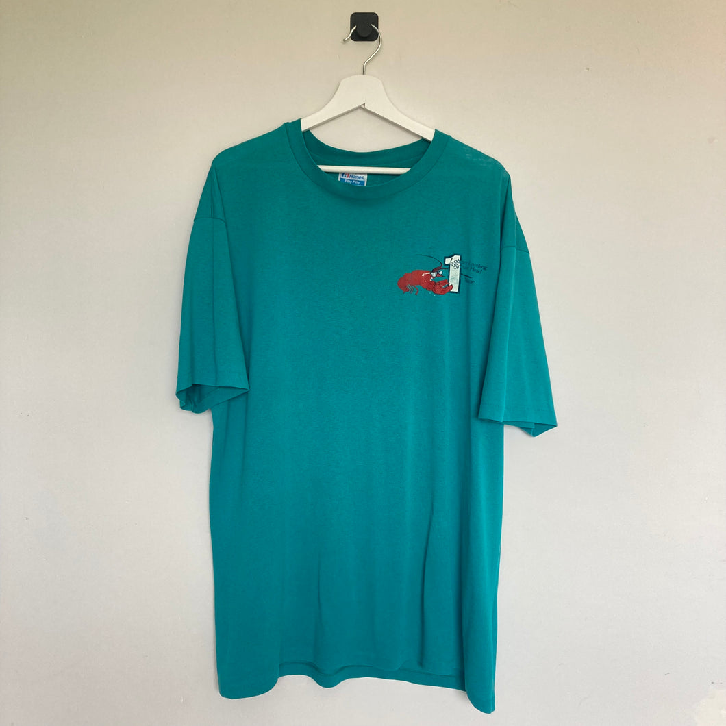 Tee-shirt vintage turquoise Made in USA (L oversize , XL)