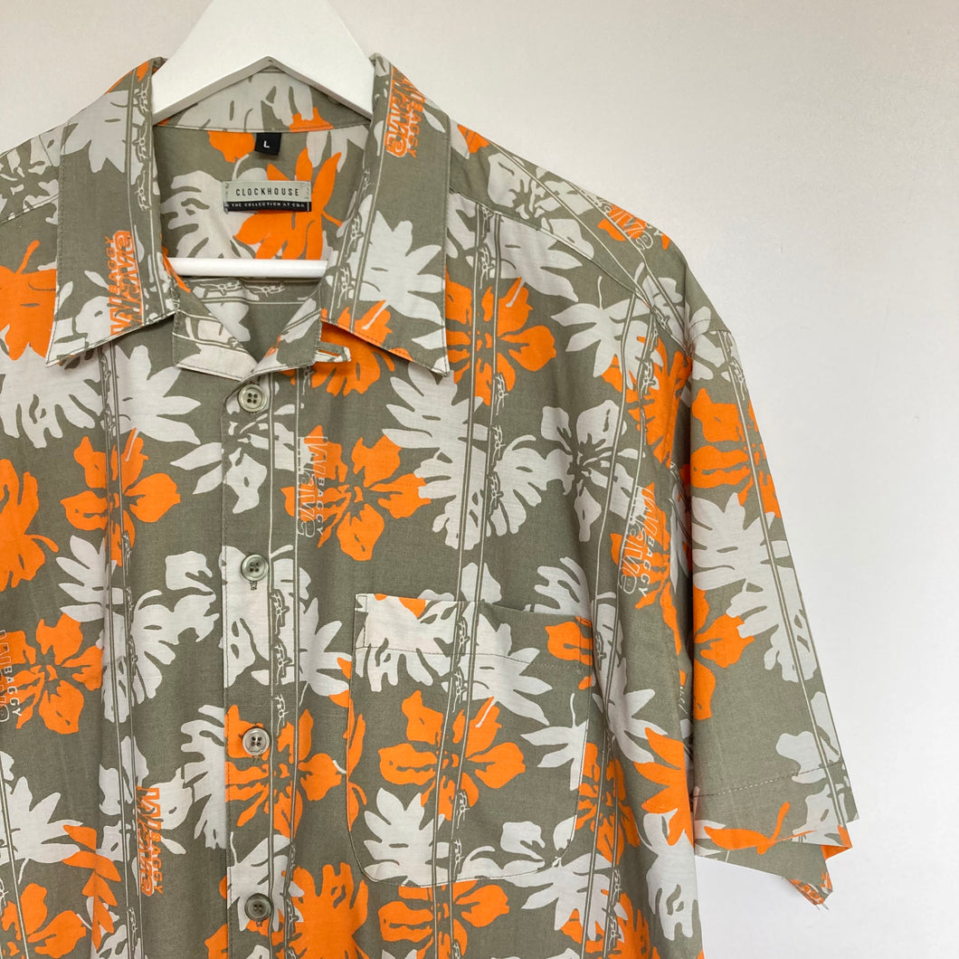 Chemise hawaïenne vintage C&A à fleurs pour homme et femme