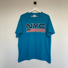 Charger l&#39;image dans la galerie,     t-shirt-vintage-homme-bleu-a-imprime-motif-new-york
