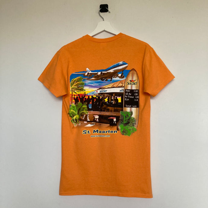     t-shirt-vintage-homme-orange-a-imprime